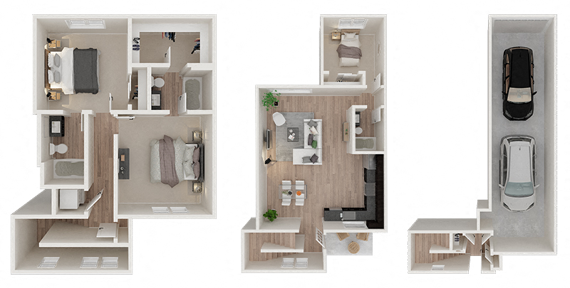 Floor plan for 3 beds, 3 baths, 1486 sqft